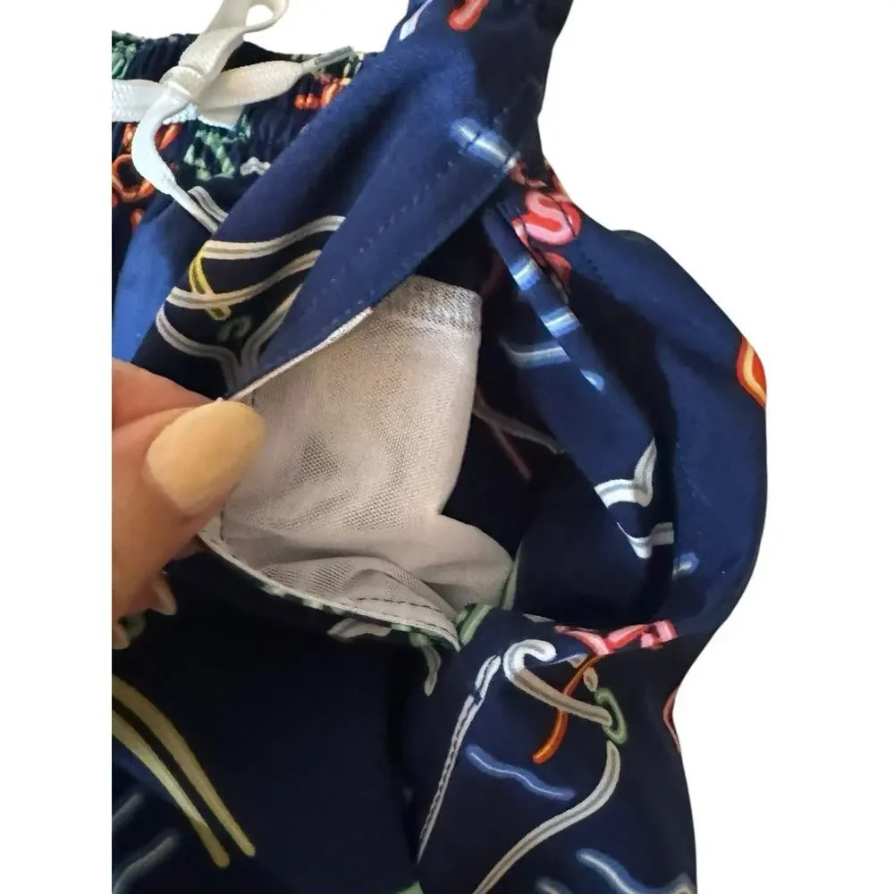 Chubbies NEW Swim Trunks Small Blue The Neon Lights 5.5